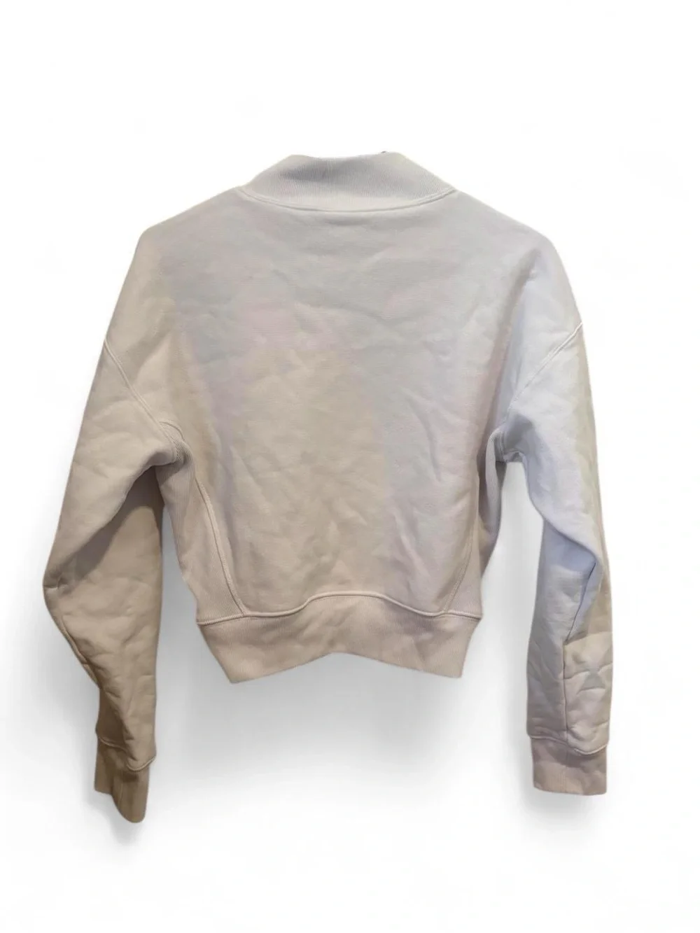 Champion White Mock neck Cropped Sweatshirt with Embroidered Logo